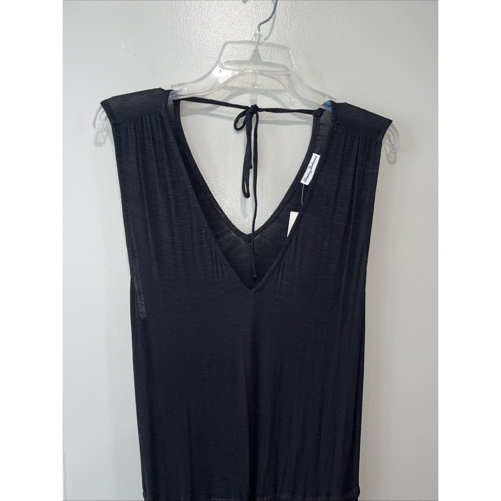 Tommy Bahama Stretch Slub Knit V-neck Maxi Dress Tiered Beach Coverup Black S - Picture 2 of 13